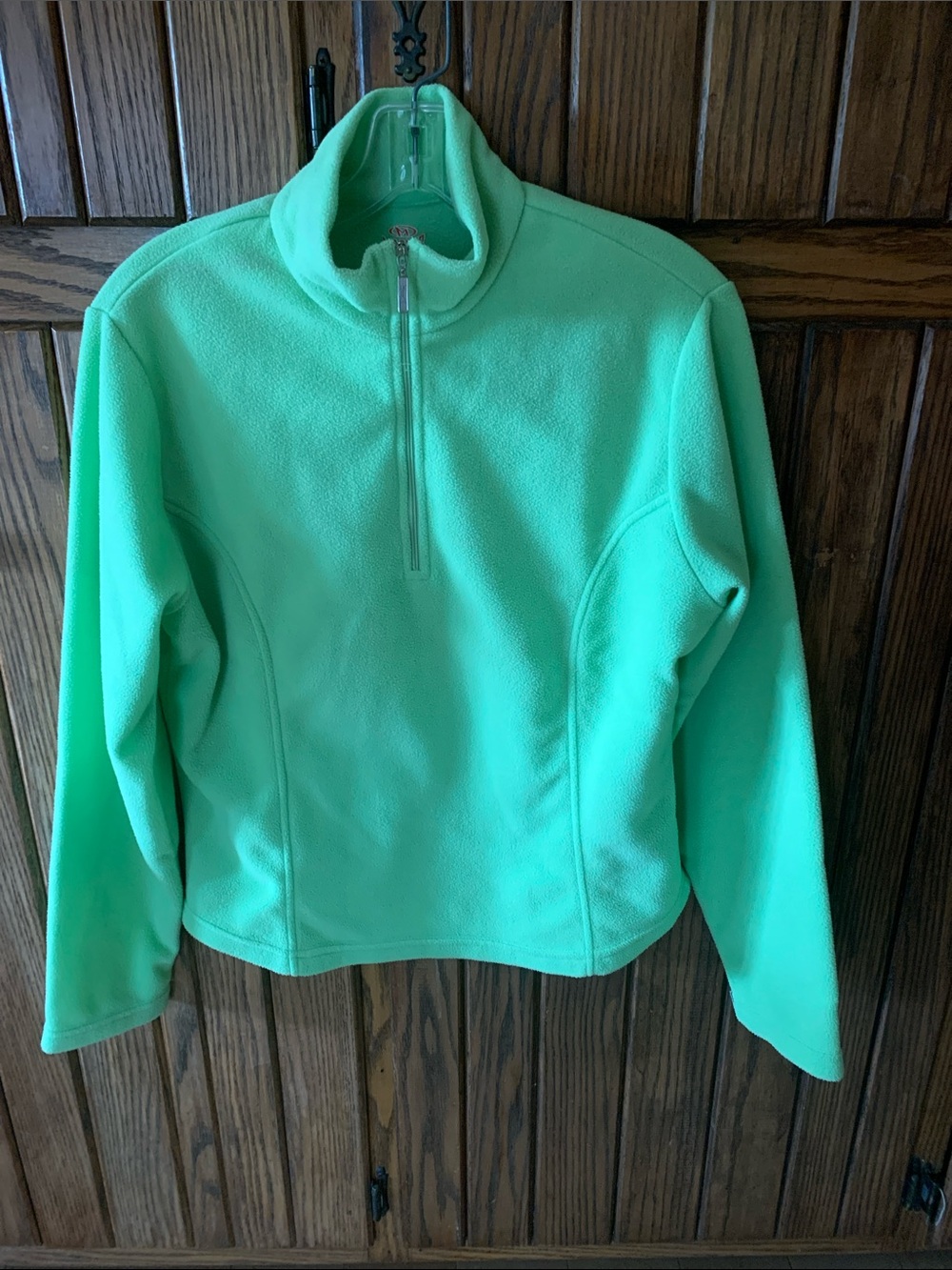 Marker Women lime green fleece 
Quarter Zip pullover Size Large